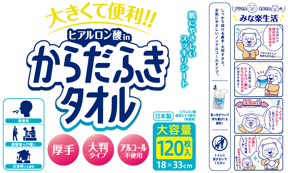 ミナラークヒアルロン酸inからだふきタオル